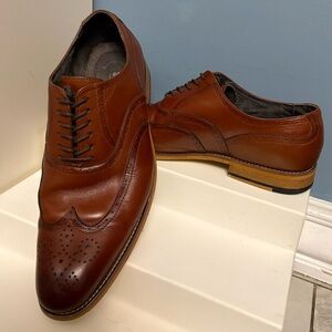 Stacy Adams Chestnut Leather Wingtip Oxfords